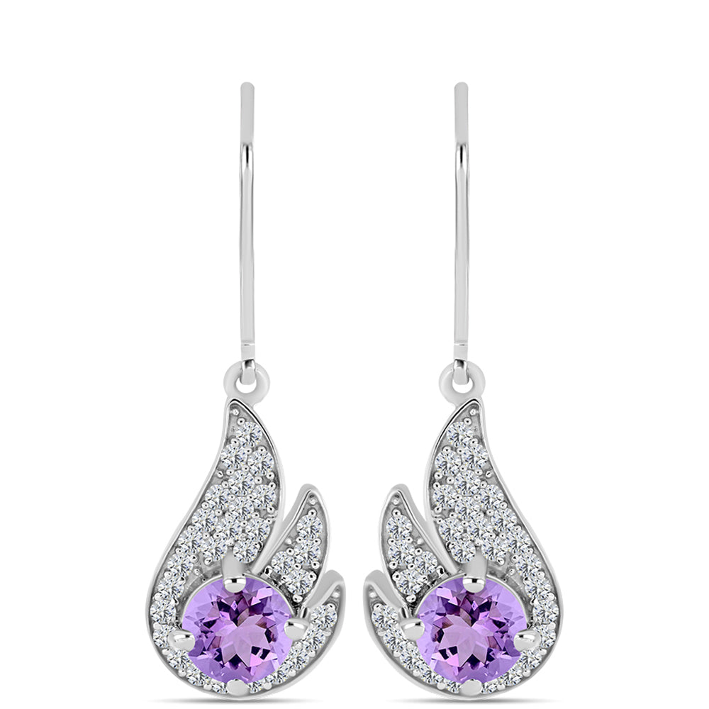 Silberohrringe mit Rose De France Amethyst und weißem Topas 1 
