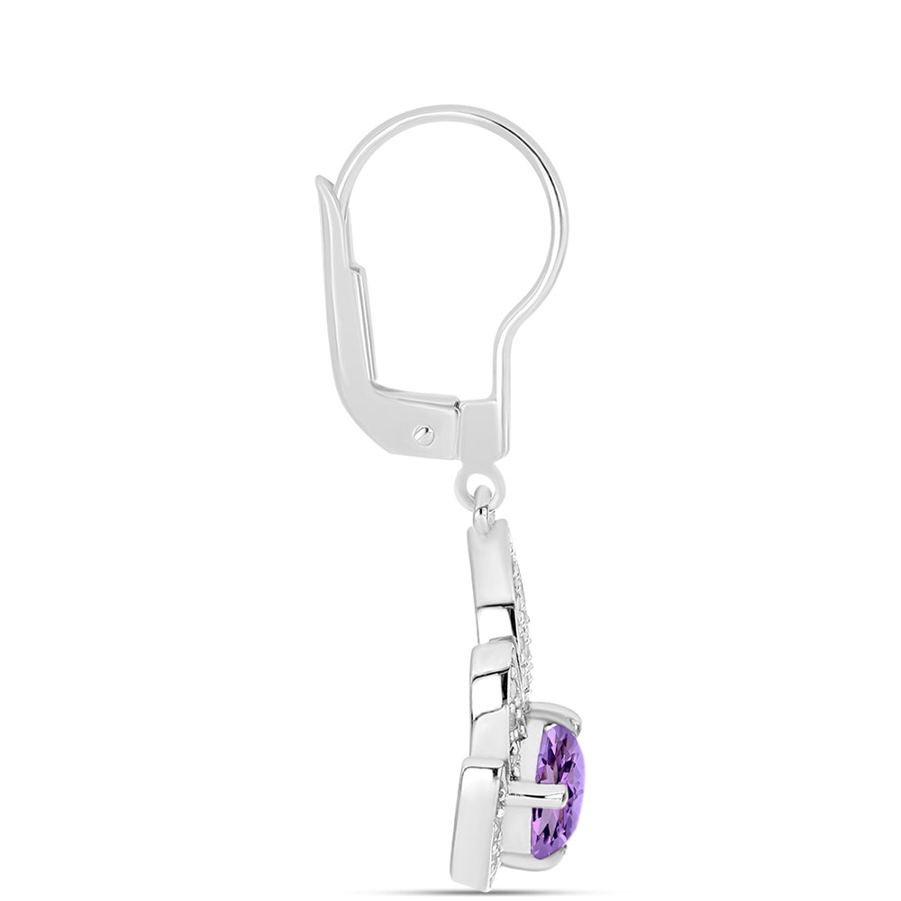 Silberohrringe mit Rose De France Amethyst und weißem Topas 2 