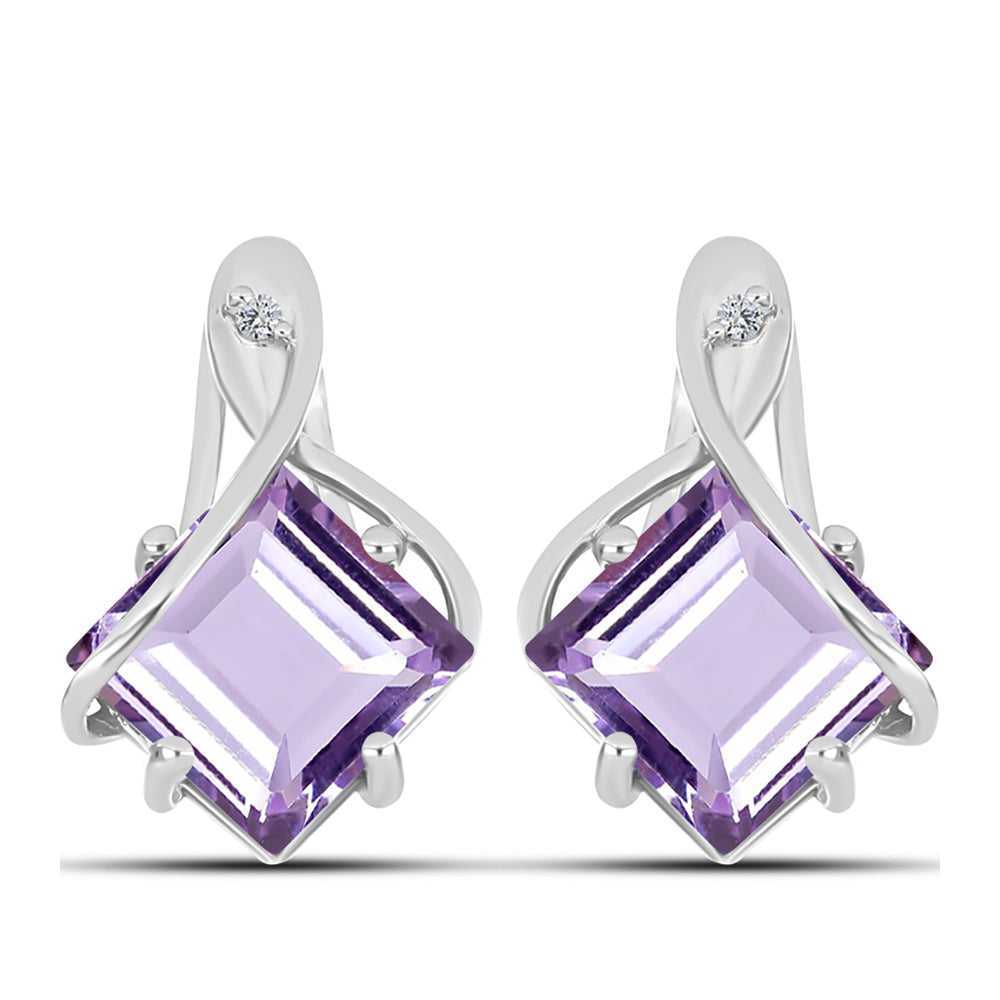Silberohrringe mit Rose De France Amethyst und weißem Topas
