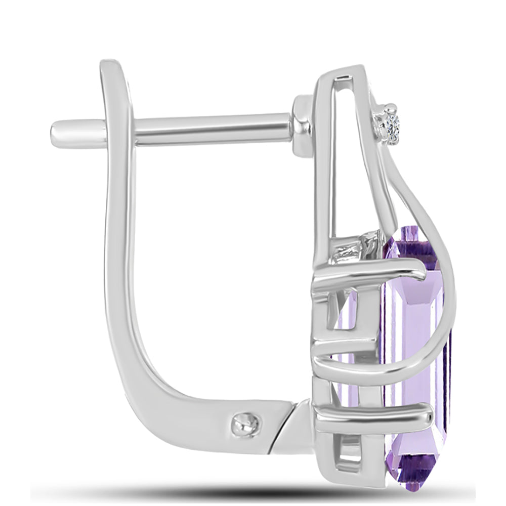 Silberohrringe mit Rose De France Amethyst und weißem Topas