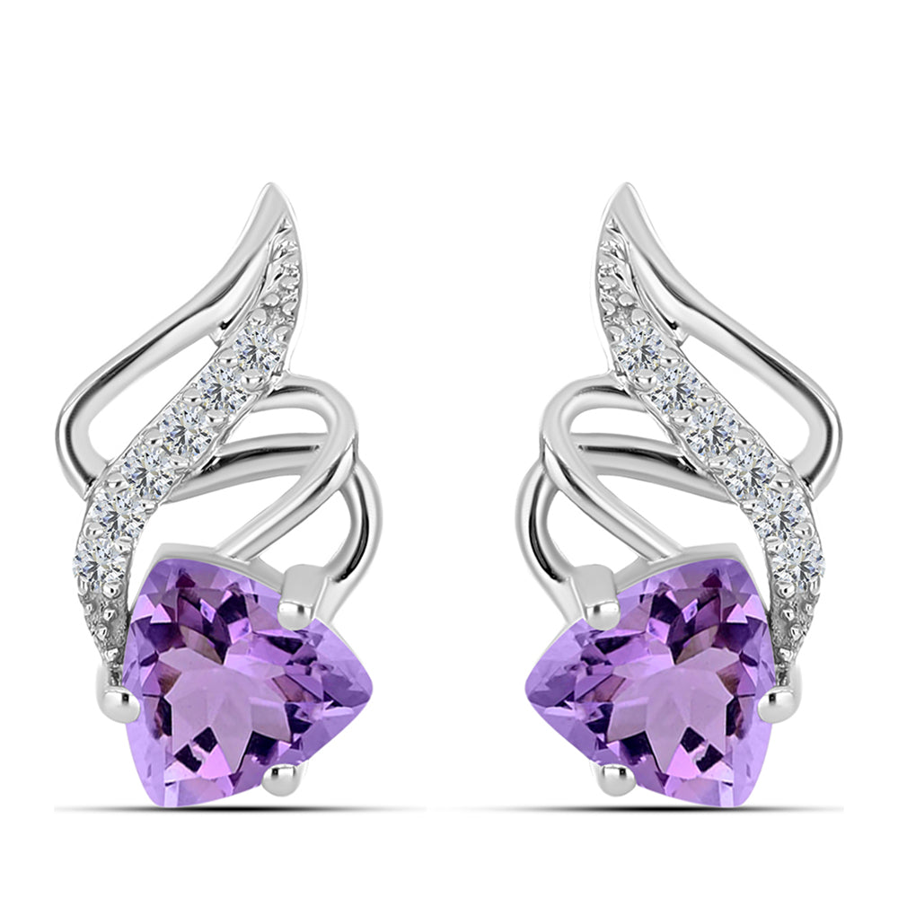 Silberohrringe mit Rose De France Amethyst und weißem Topas