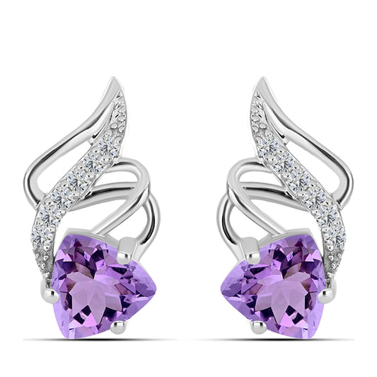 Silberohrringe mit Rose De France Amethyst und weißem Topas