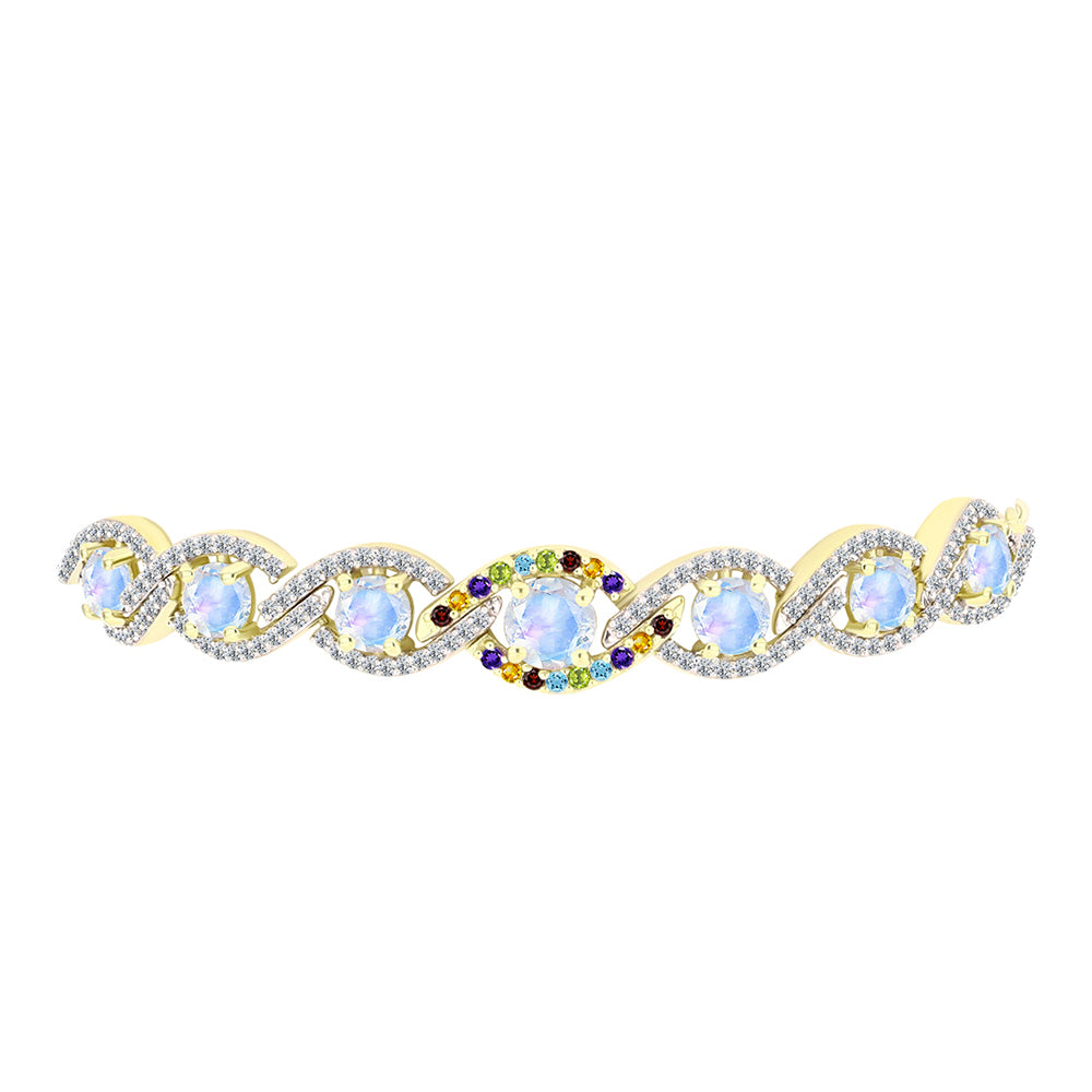 Goldplattiertes Silberarmband mit Regenbogenmondstein 2 
