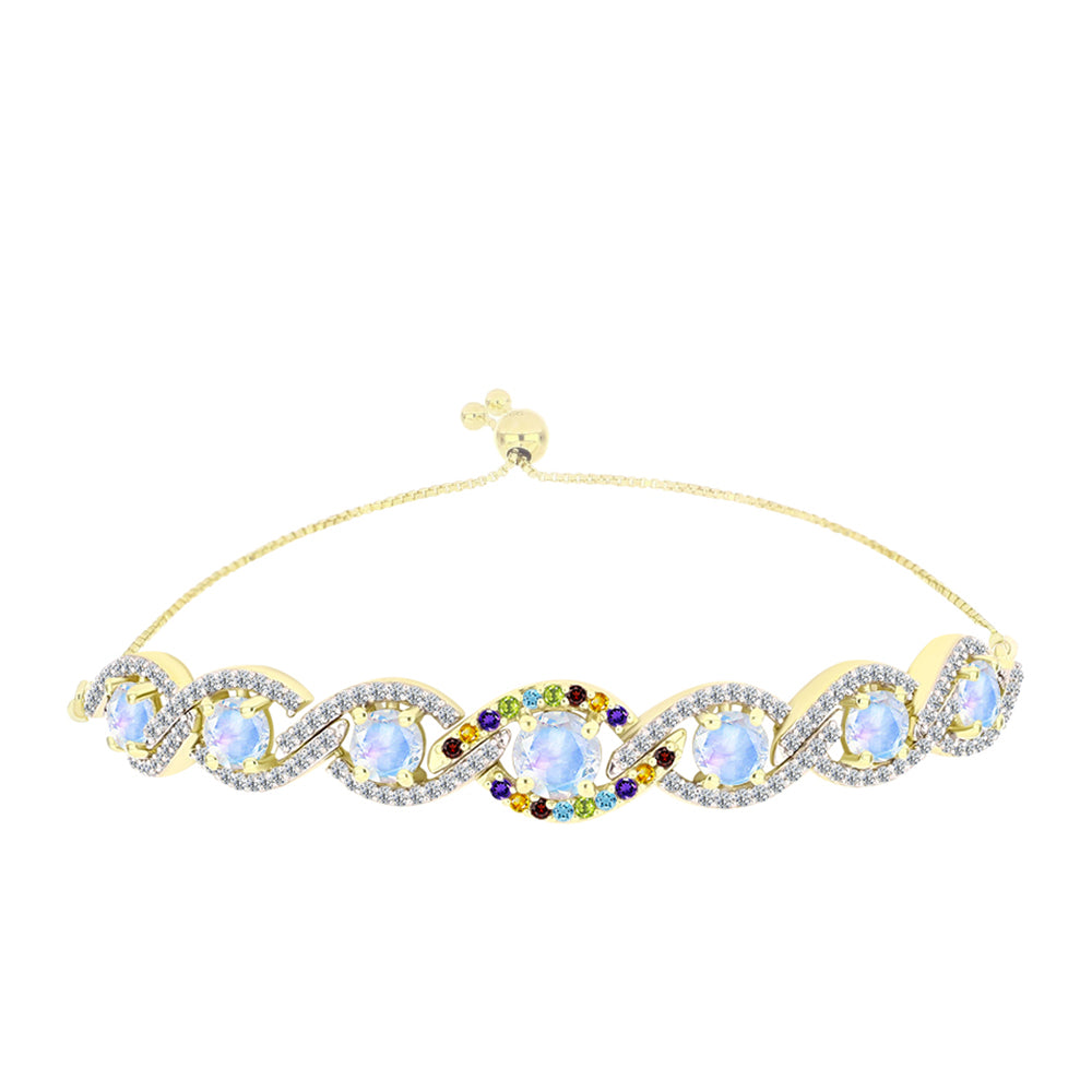 Goldplattiertes Silberarmband mit Regenbogenmondstein 1 