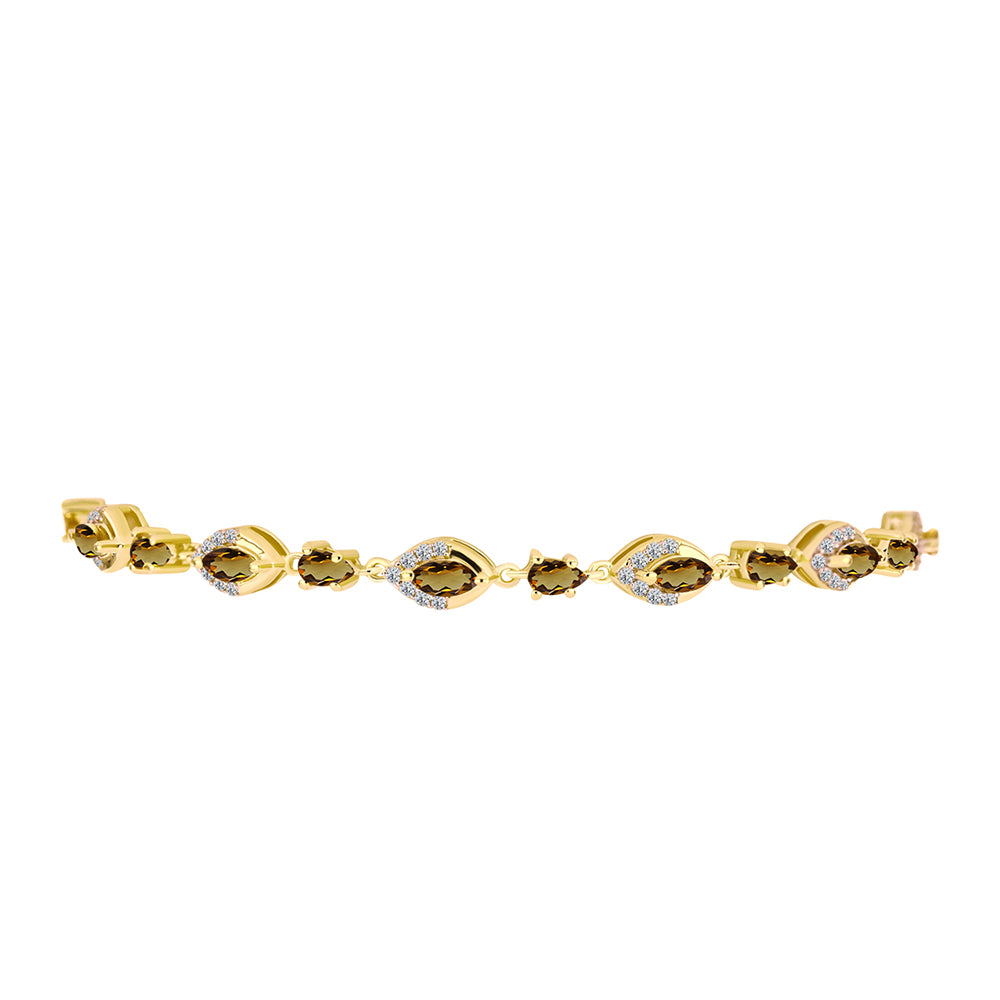 Goldplattiertes Silberarmband mit Cognac-Quarz und weißem Topas 2 