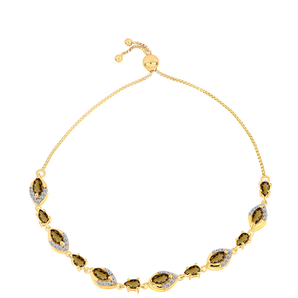 Goldplattiertes Silberarmband mit Cognac-Quarz und weißem Topas 1 
