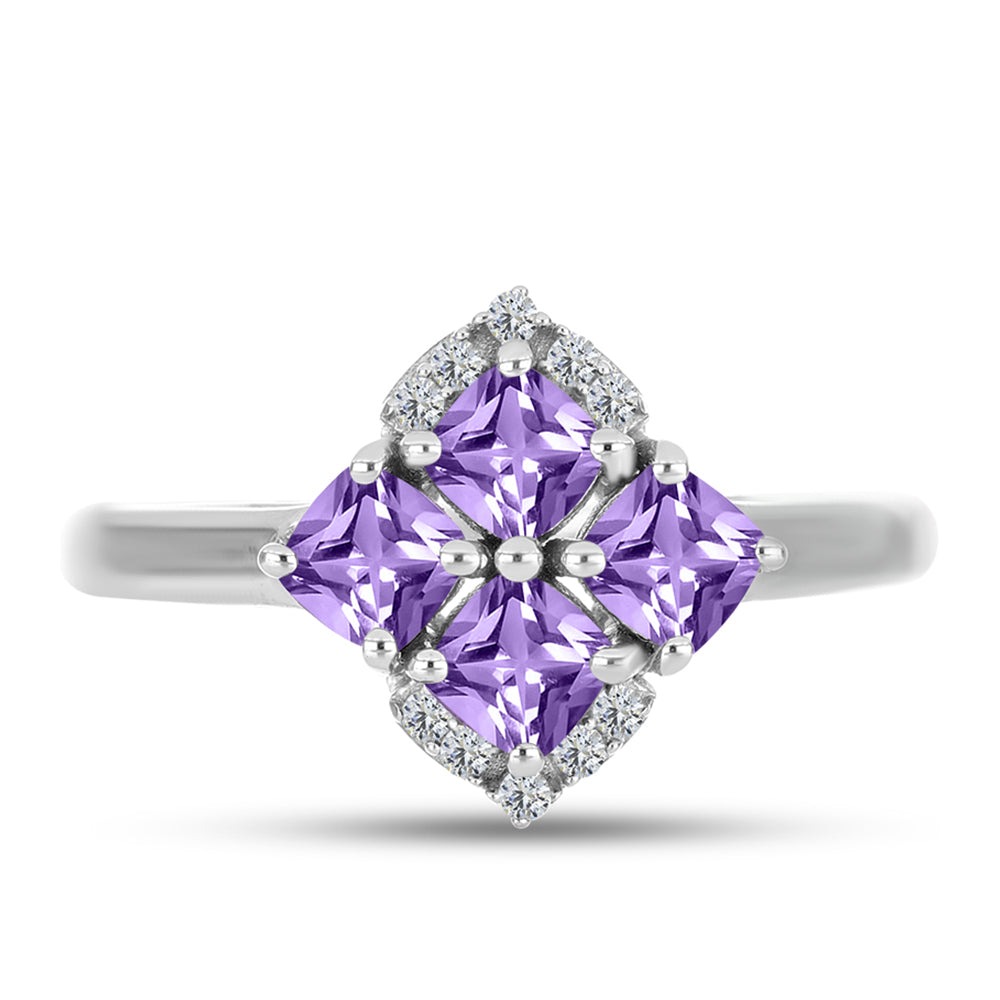 Silberring mit Rose De France Amethyst und weißem Topas 1 