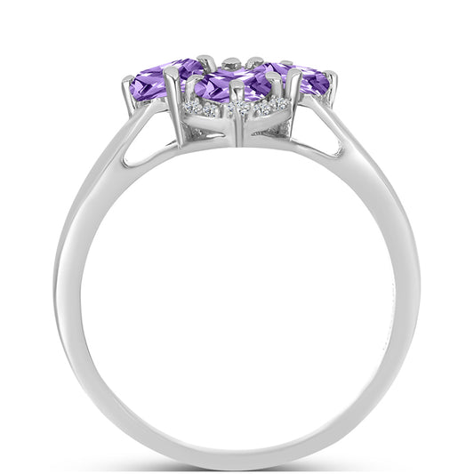 Silberring mit Rose De France Amethyst und weißem Topas