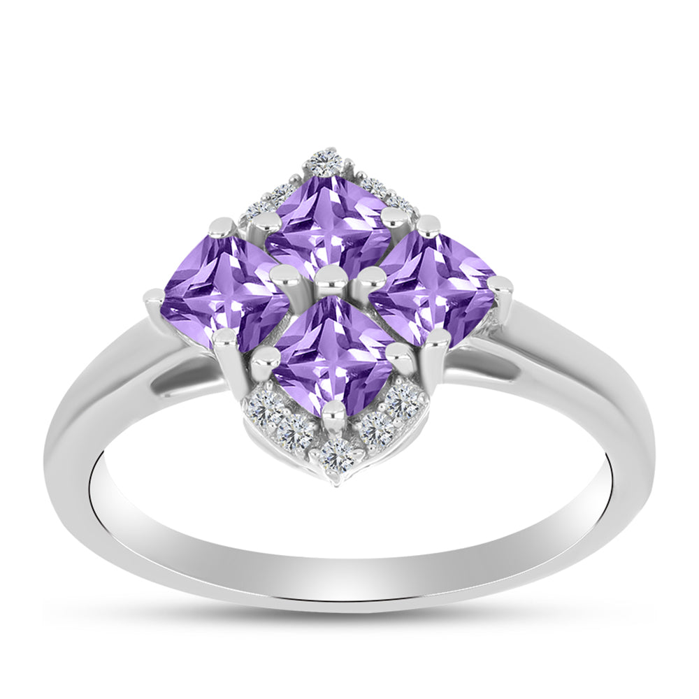 Silberring mit Rose De France Amethyst und weißem Topas 3 