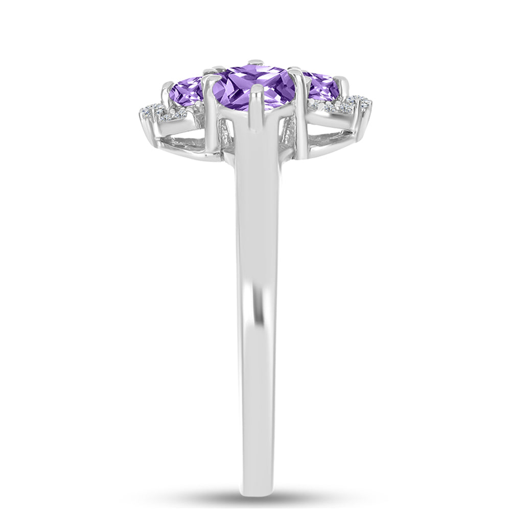 Silberring mit Rose De France Amethyst und weißem Topas 4 