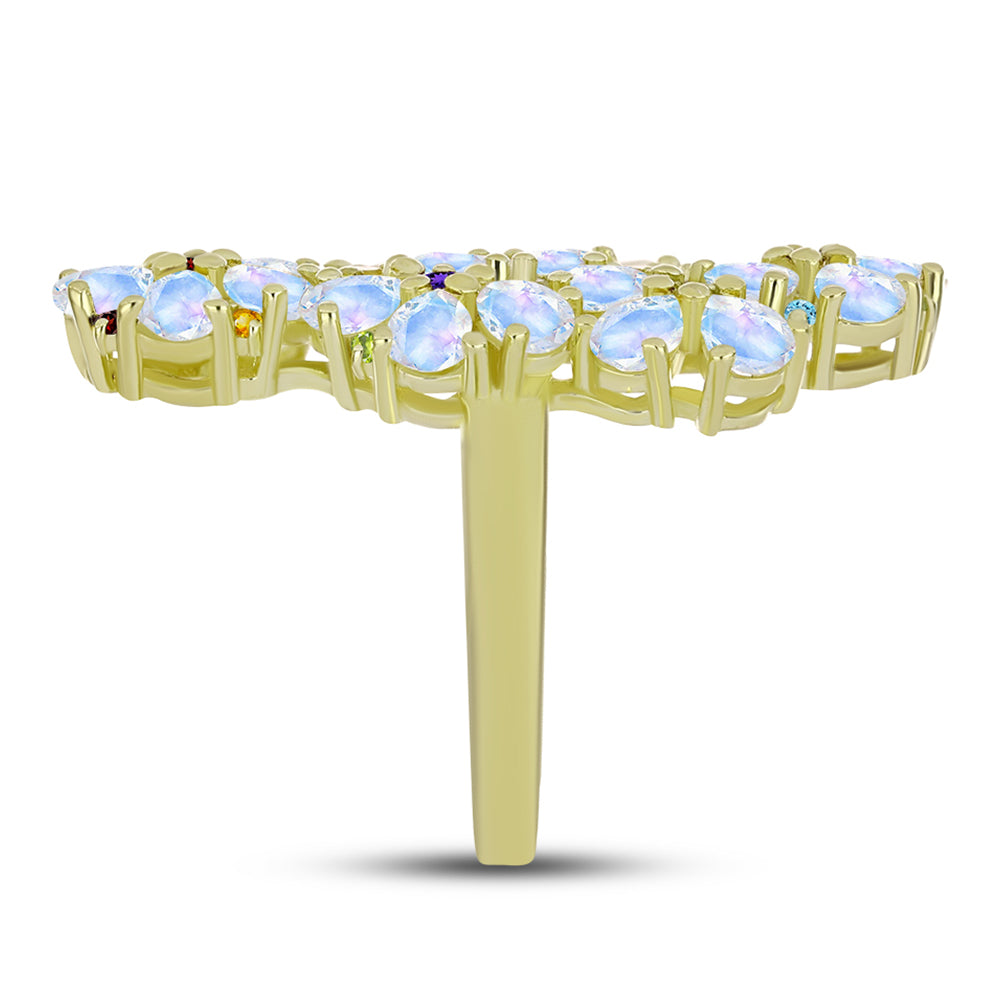 Goldplattierter Silberring mit Regenbogenmondstein und marokkanischem Amethyst 4 