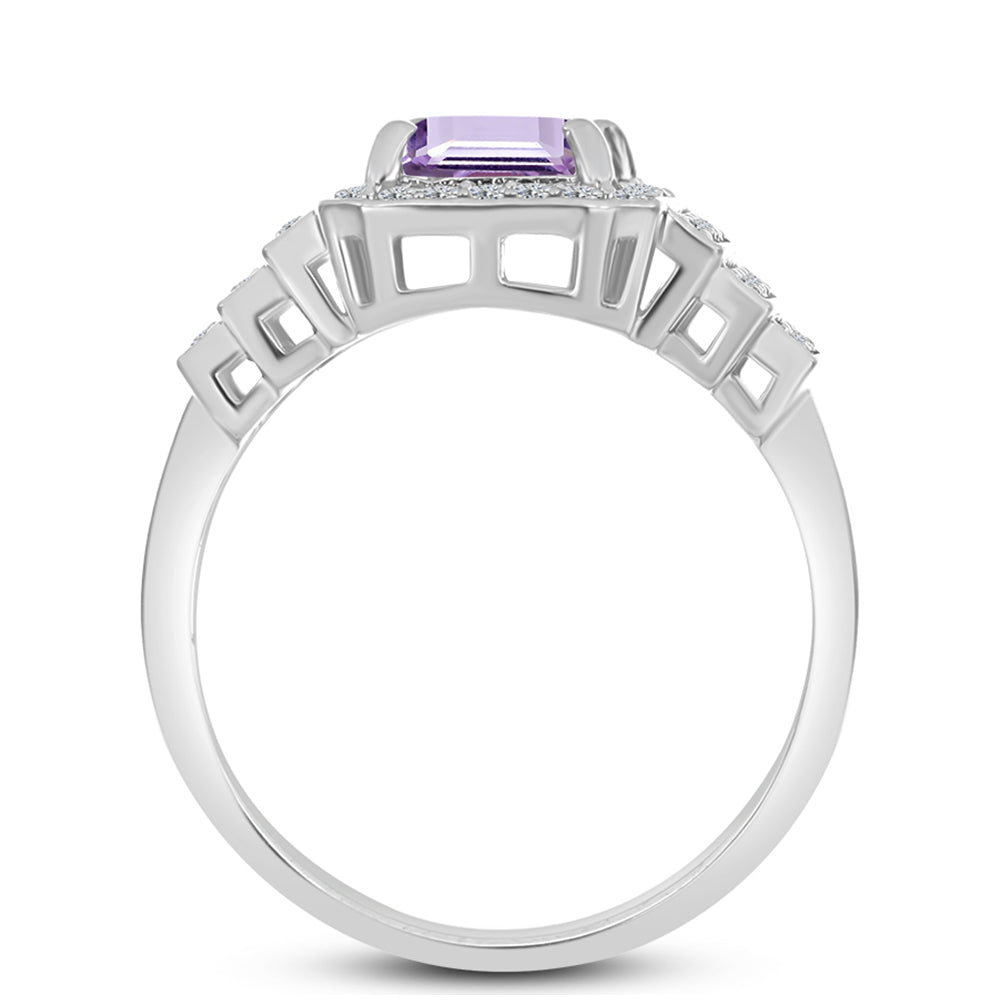 Silberring mit Rose De France Amethyst und weißem Topas 2 