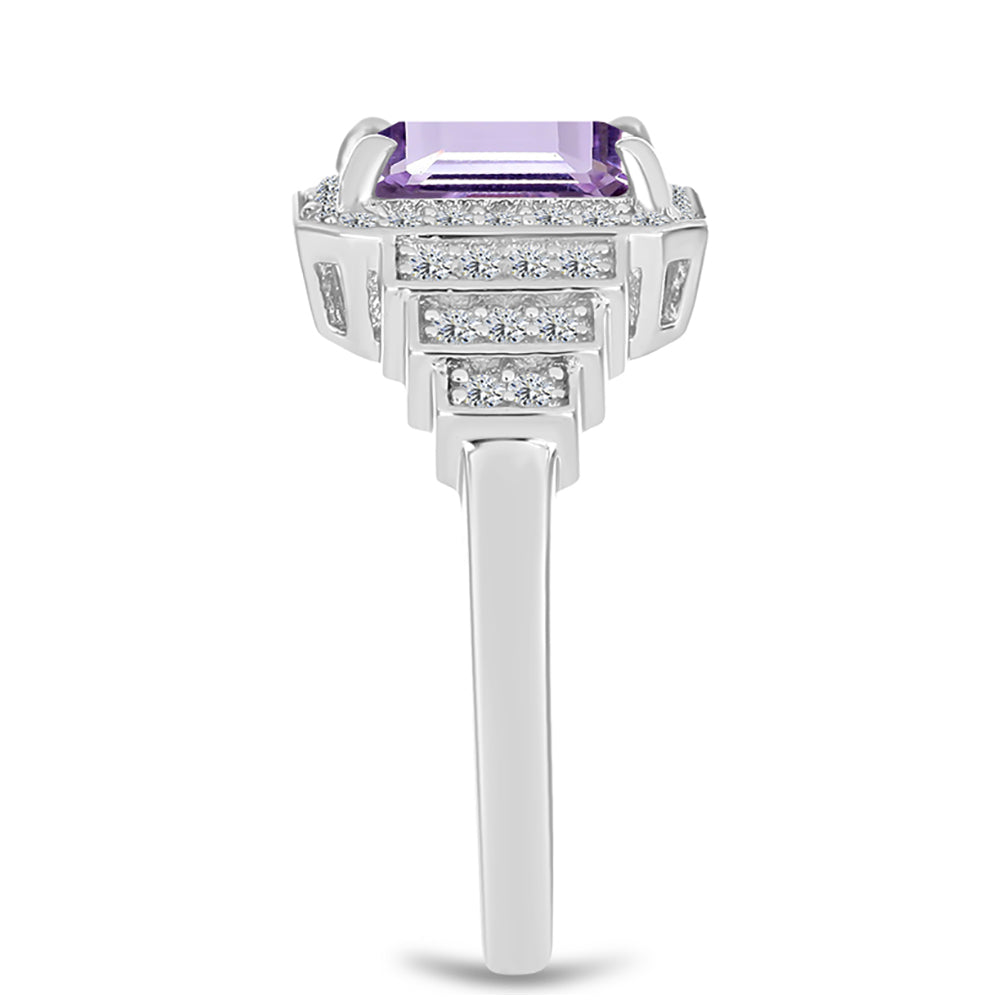 Silberring mit Rose De France Amethyst und weißem Topas 4 