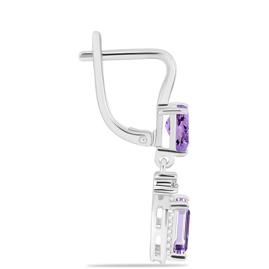 Silberohrringe mit Rose De France Amethyst und weißem Topas