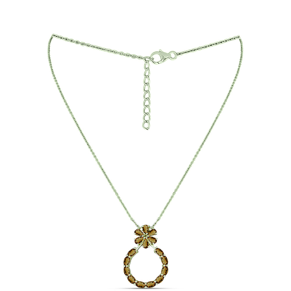 Goldplattierte Silberhalskette mit Cognac-Quarz