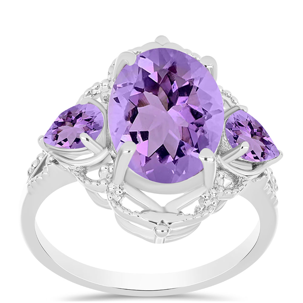 Silberring mit Rose De France Amethyst 3 