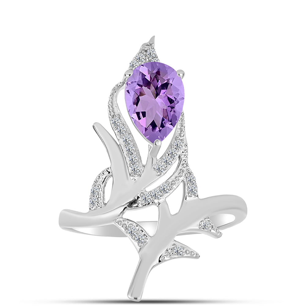 Silberring mit Rose De France Amethyst und weißem Topas