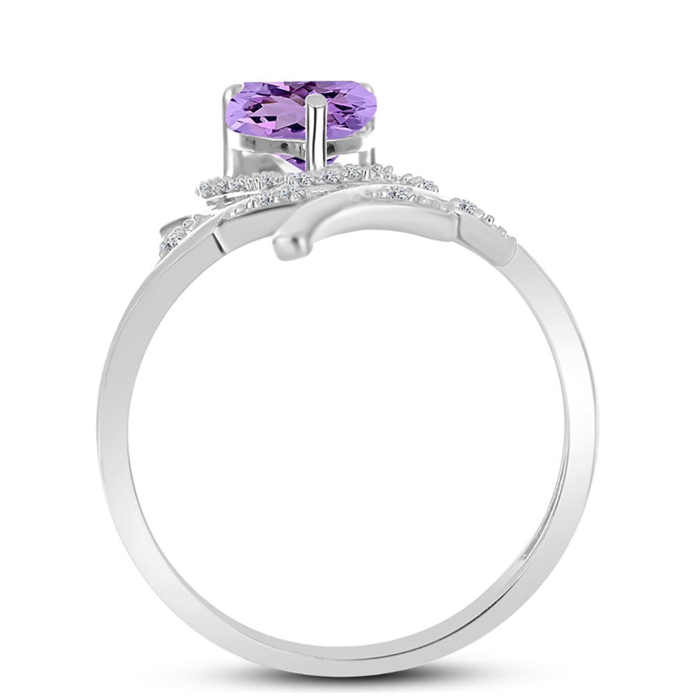 Silberring mit Rose De France Amethyst und weißem Topas 2 