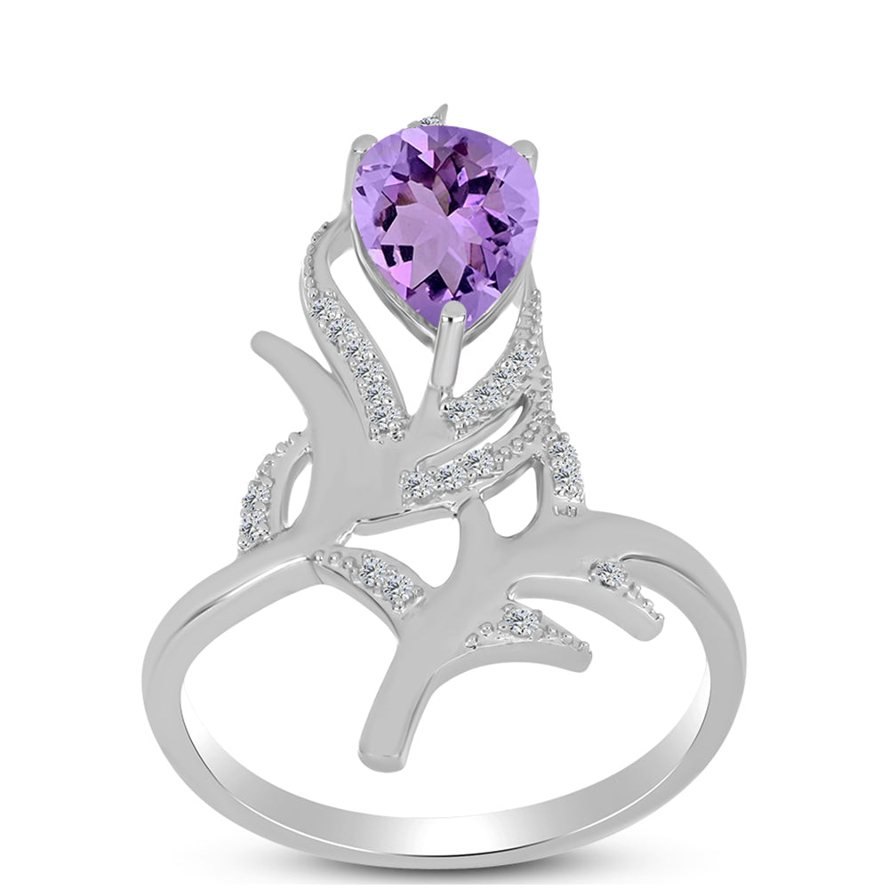 Silberring mit Rose De France Amethyst und weißem Topas