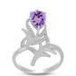 Silberring mit Rose De France Amethyst und weißem Topas