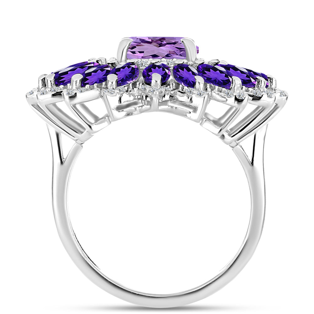 Silberring mit Rose De France Amethyst und Amethyst aus Artigas