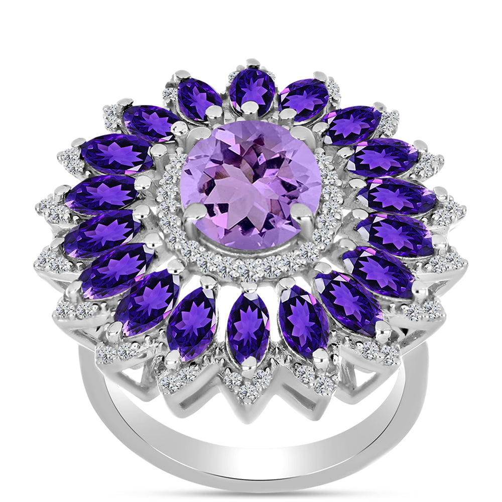 Silberring mit Rose De France Amethyst und Amethyst aus Artigas 3 