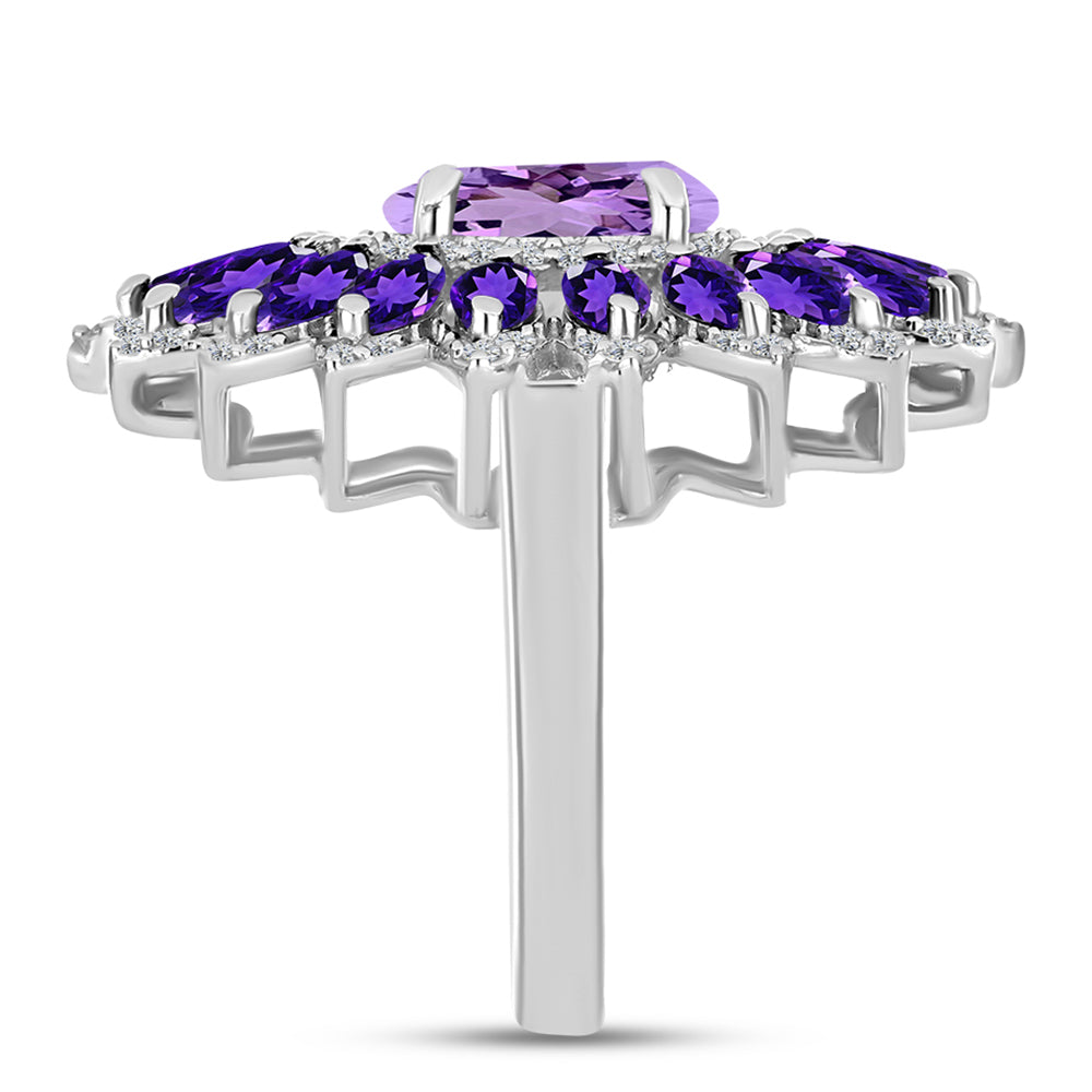 Silberring mit Rose De France Amethyst und Amethyst aus Artigas 4 