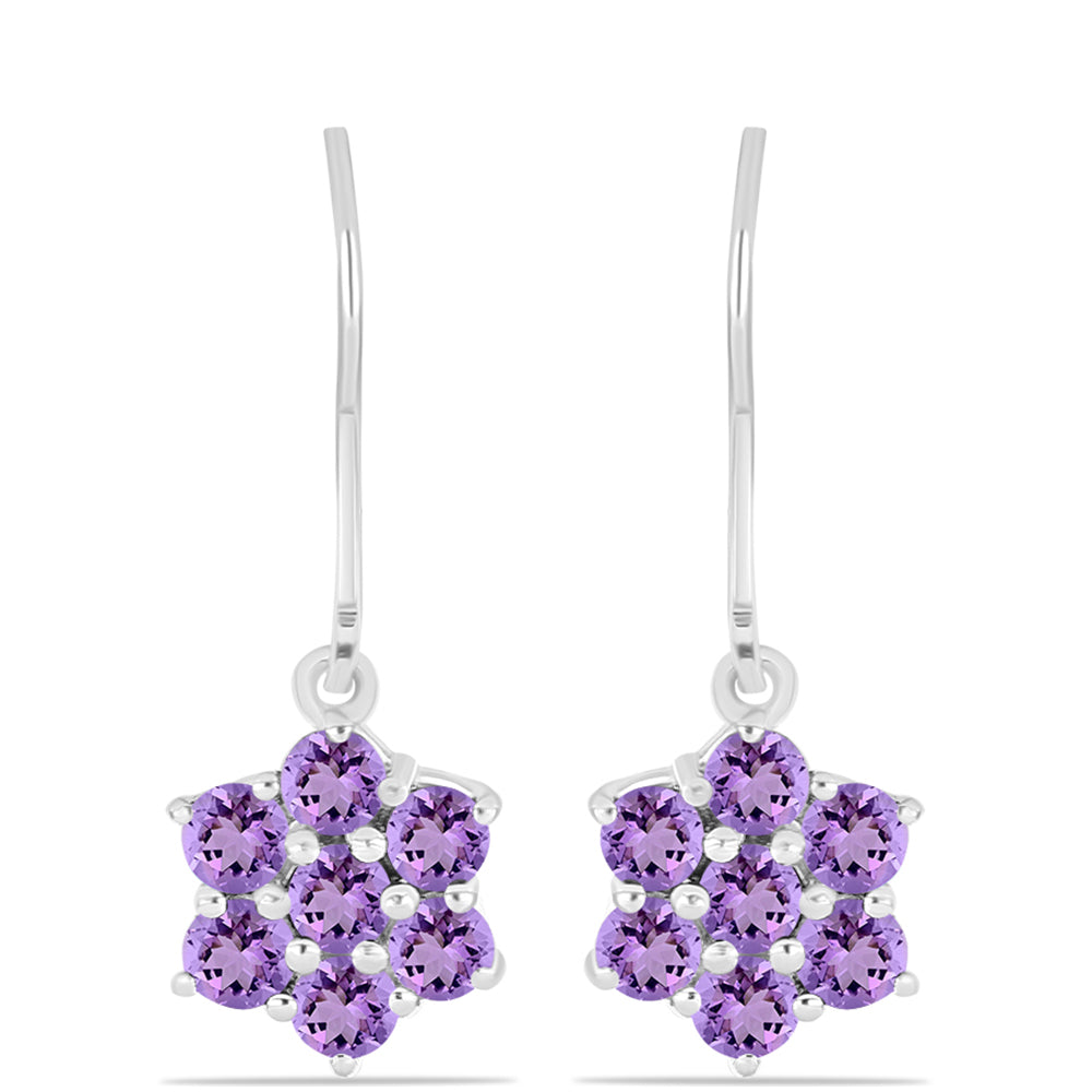 Silberohrringe mit Rose De France Amethyst