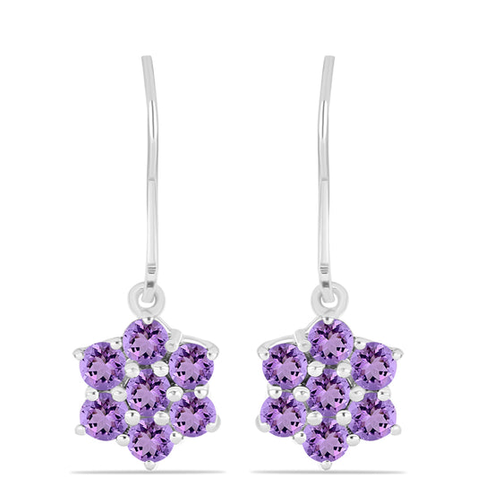 Silberohrringe mit Rose De France Amethyst