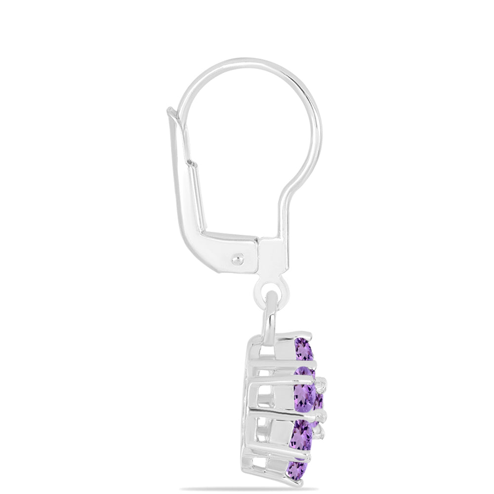 Silberohrringe mit Rose De France Amethyst 2 