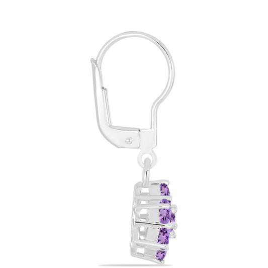 Silberohrringe mit Rose De France Amethyst