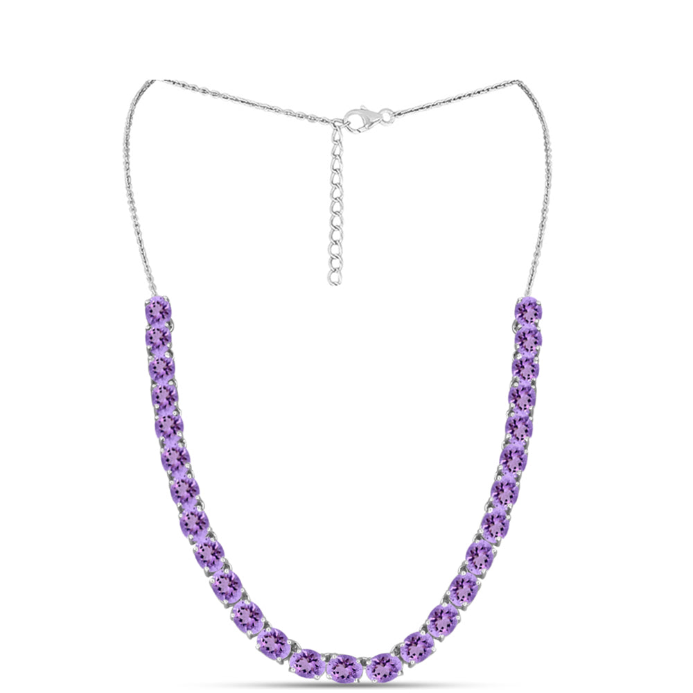 Silberhalskette mit Rose De France Amethyst 1 