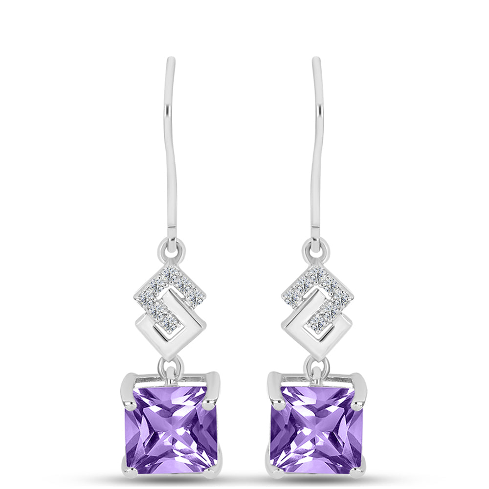 Silberohrringe mit Rose De France Amethyst und weißem Topas