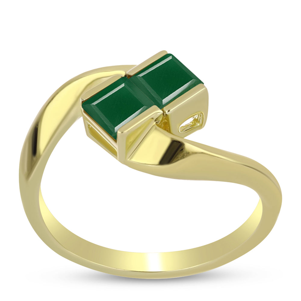 Goldplattierter Silberring mit grünem Achat 3 