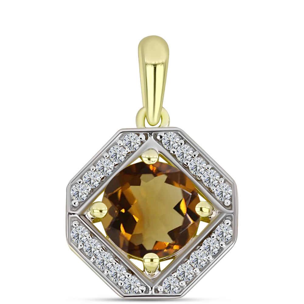 Goldplattierter Silberanhänger mit Cognac-Quarz und weißem Topas 1 