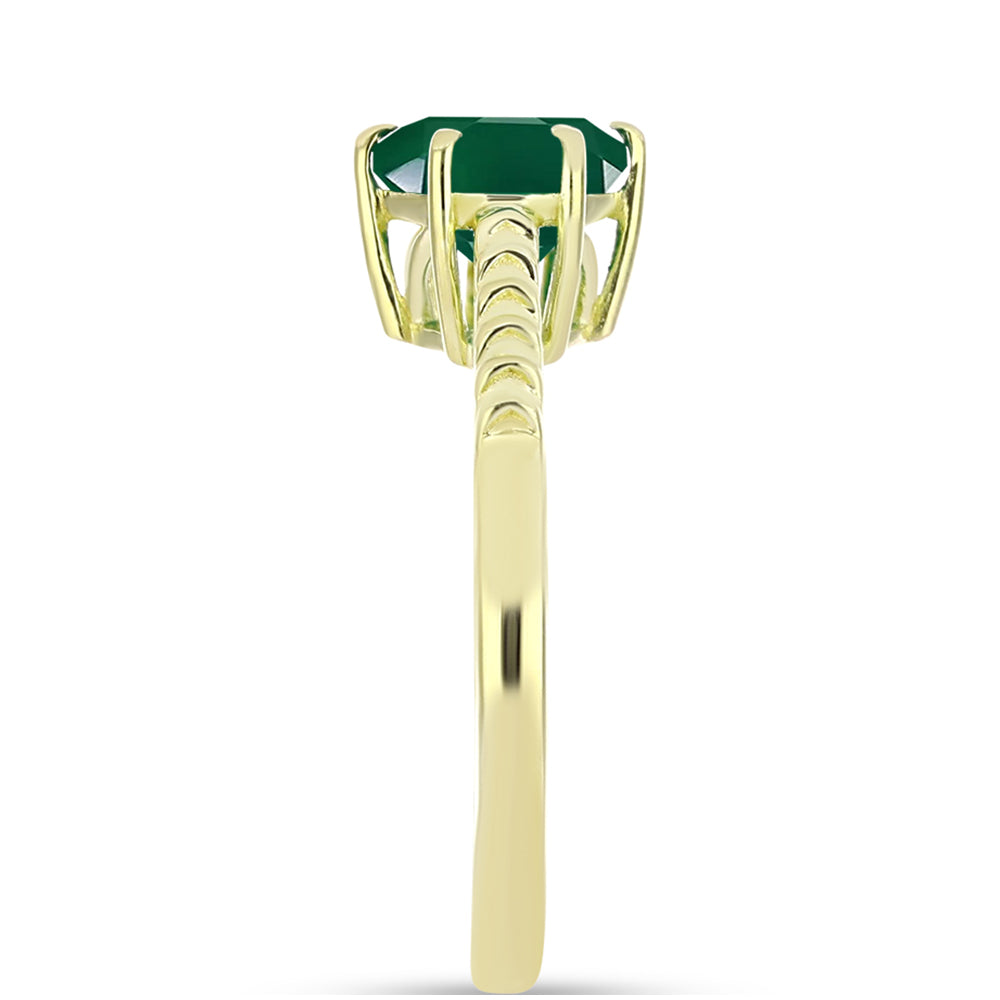 Goldplattierter Silberring mit grünem Achat 4 