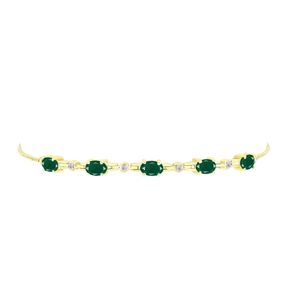 Goldplattiertes Silberarmband mit grünem Achat und weißem Topas 2 