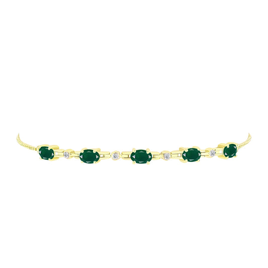 Goldplattiertes Silberarmband mit grünem Achat und weißem Topas