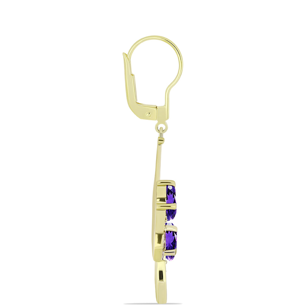 Goldplattierte Silberohrringe mit marokkanischem Amethyst und Zitrin aus dem Ural