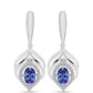 Silberohrringe mit Tansanit - Klasse AAA und weißem Diamant