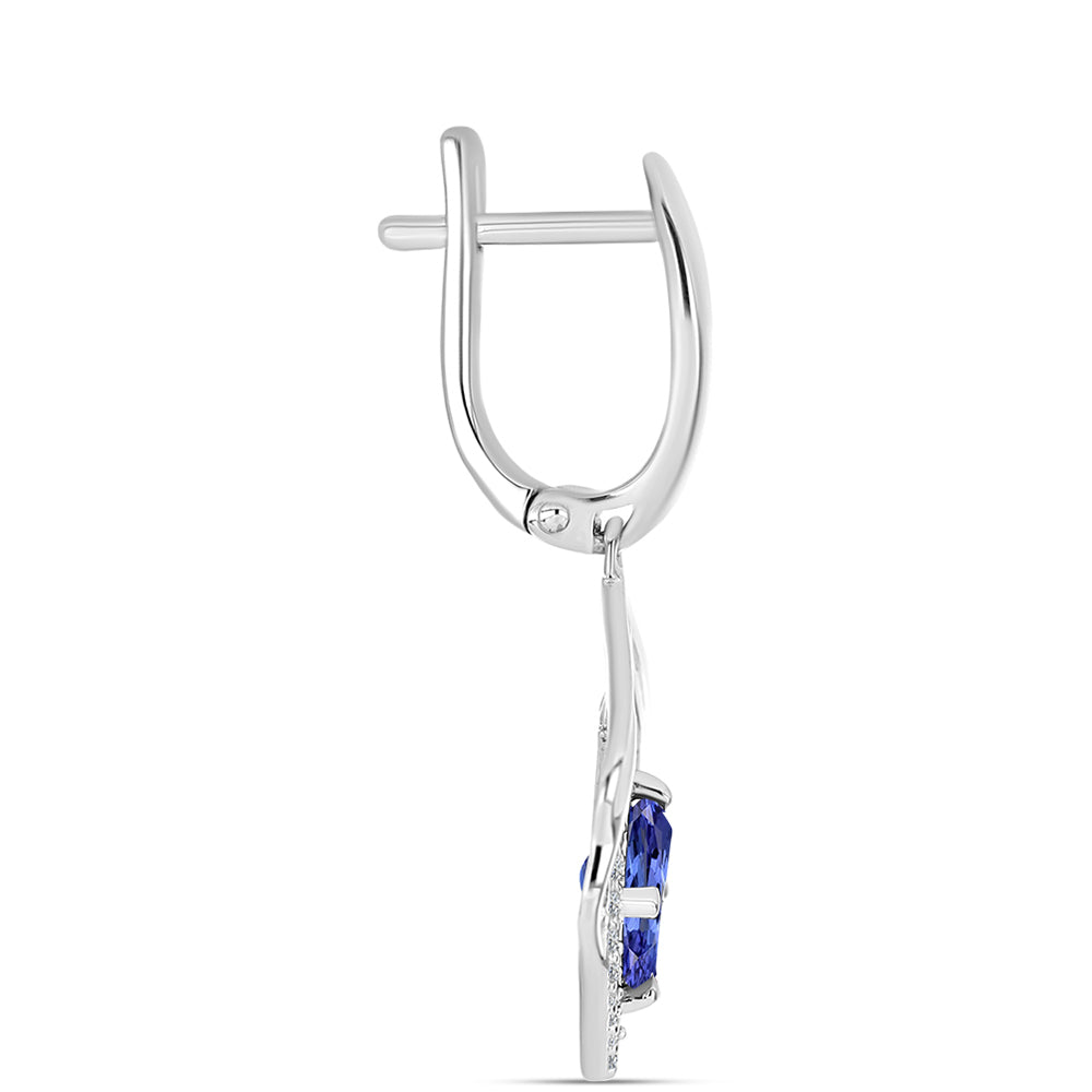 Silberohrringe mit Tansanit - Klasse AAA und weißem Diamant 2 