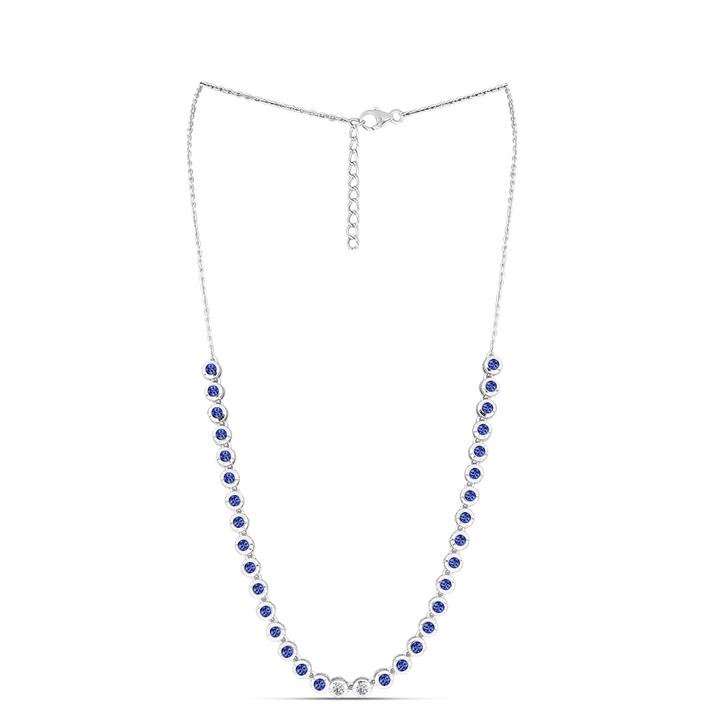 Silberhalskette mit Tansanit - Klasse AAA und weißem Diamant 1 