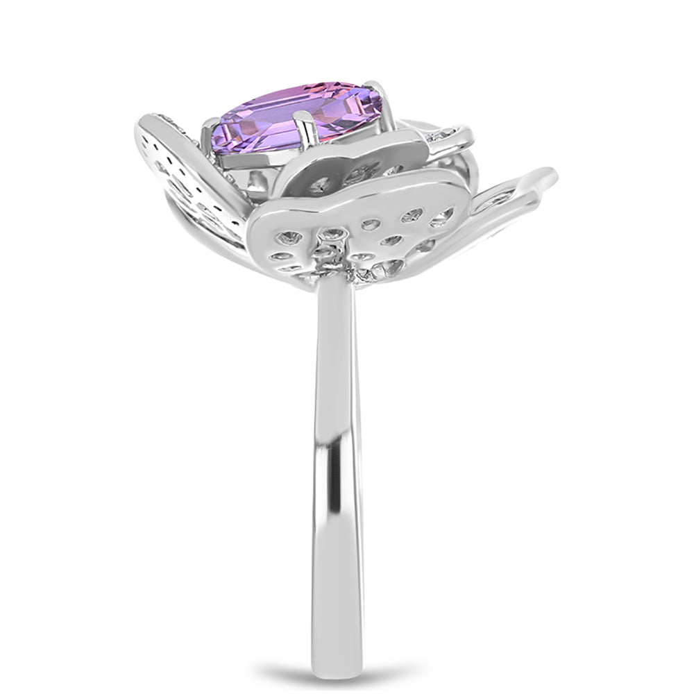 Silberring mit Rose De France Amethyst und weißem Topas 4 
