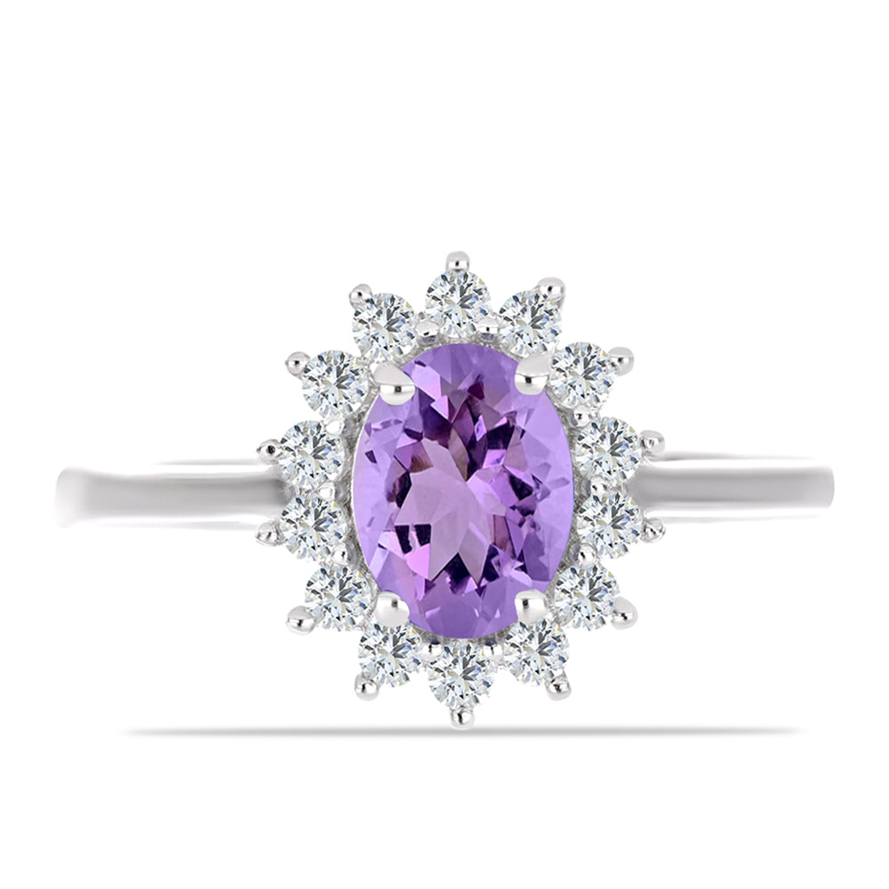 Silberring mit Rose De France Amethyst und weißem Topas