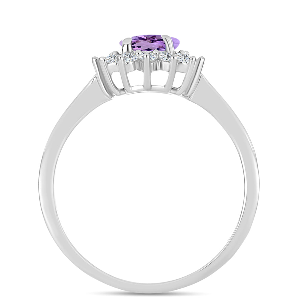 Silberring mit Rose De France Amethyst und weißem Topas 2 
