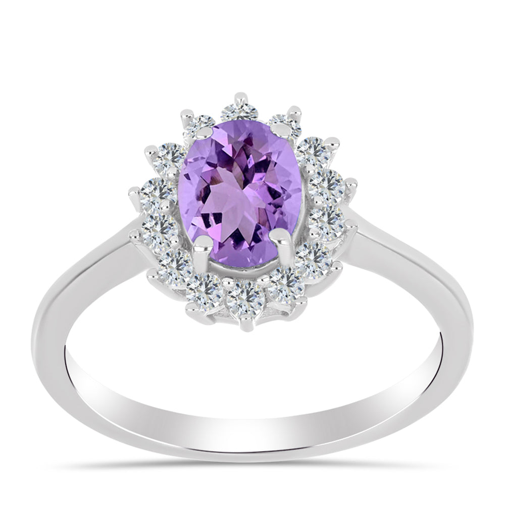 Silberring mit Rose De France Amethyst und weißem Topas 3 