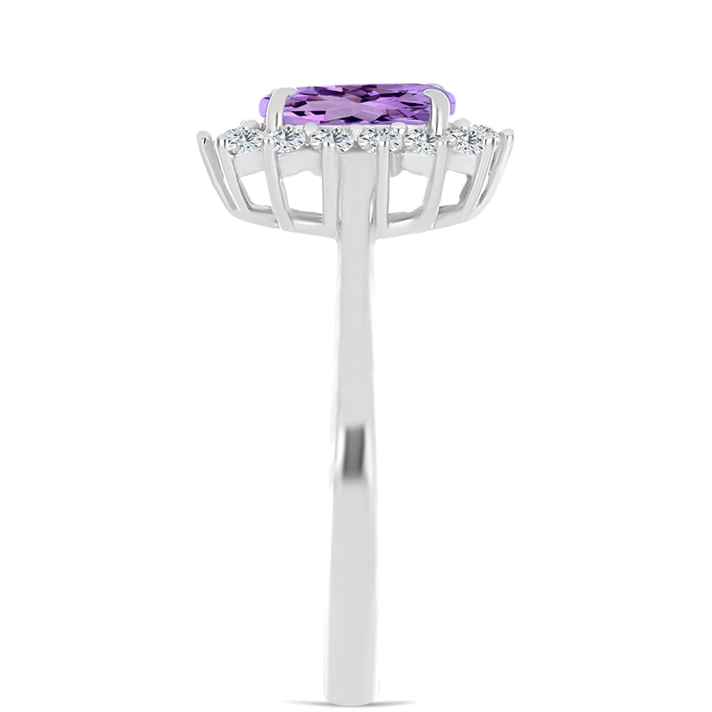 Silberring mit Rose De France Amethyst und weißem Topas 4 