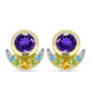 Goldplattierte Silberohrringe mit marokkanischem Amethyst und Zitrin aus dem Ural