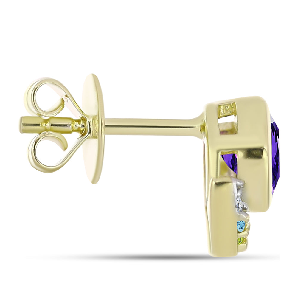 Goldplattierte Silberohrringe mit marokkanischem Amethyst und Zitrin aus dem Ural 2 
