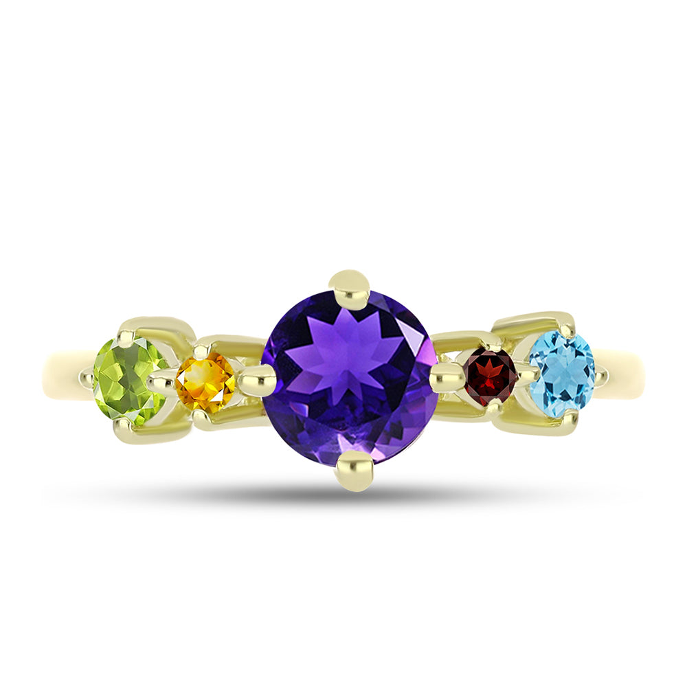Goldplattierter Silberring mit marokkanischem Amethyst und Peridot aus Changbai 1 